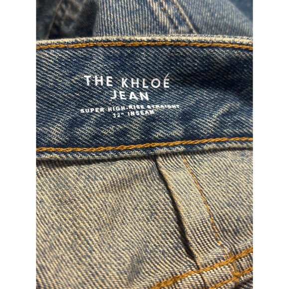 Good American The Khloe Jean Super High Rise Straight Patchwork Blue Size 6/28 - Picture 9 of 10